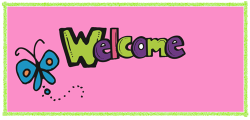 "Welcome" with butterfly graphic